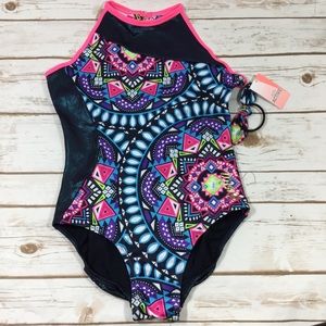 NWT justice gymnast multicolored leotard